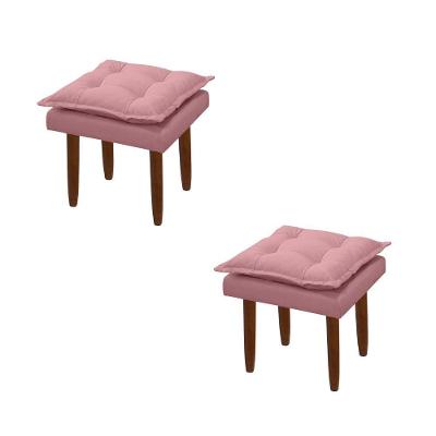 Kit 02 Puff Maria Para Sala De Tv E Estar Quarto Confortável Suede Rose Mabe Magazine