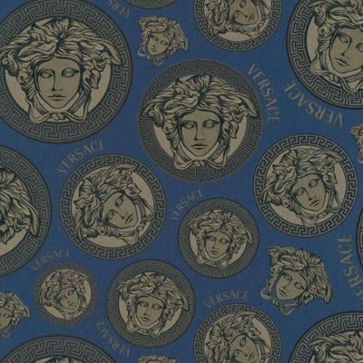Papel De Parede Versace V Moderno Azul 386113