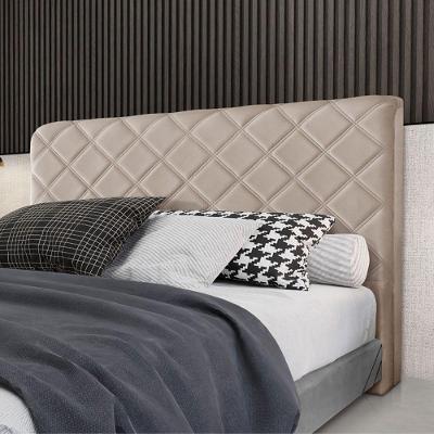 Cabeceira Cama Box Casal 1,40m Estofada Capri Veludo Bege