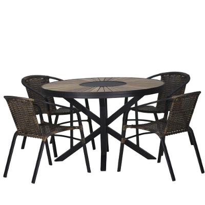 04 Cadeiras Floripa Em Alumínio Pintura E Mesa Atenas 120cm Pedra Ferro