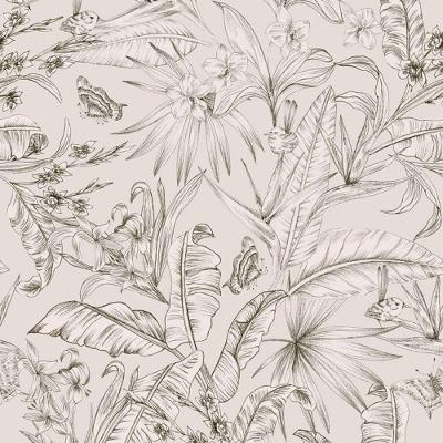 Papel De Parede Botânica Hf Folhagem Branco 81406