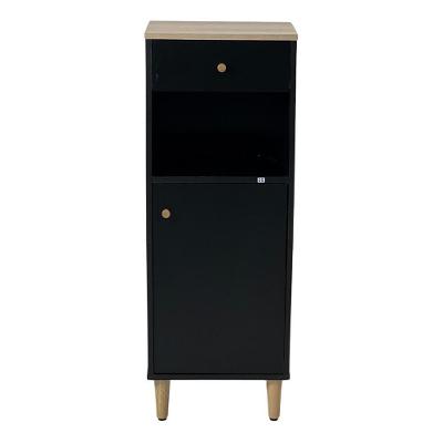 Gabinete Banheiro 1 Porta 1 Gaveta 3 Prateleiras 104x38 Cm Bn07 Preto Dtall