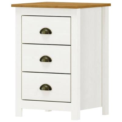Mesa De Cabeceira 3 Gav Madeira Maciça 46 Cm 9130 Branco Freijo Milani Store