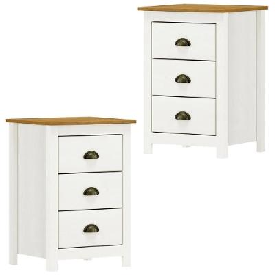Kit 02 Mesas De Cabeceira Madeira Maciça 46 Cm 9130 Branco Freijo Milani Store