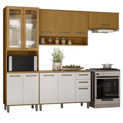 Cozinha Modulada Balcão Tampo 270 Cm Cria Freijo Ripado Off White Pln Freijo Ripado Off White