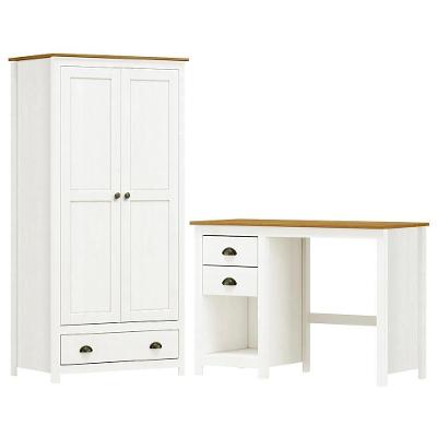 Armario 2 Pt Mesa Escrivaninha 2 Gv Madeira Maciça Branco Freijo Milani Store