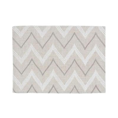 Lugar Americano Retangular Em Tecido Poli-linho Ricamo 50x35cm Auguri Casa Zig Zag Cinza