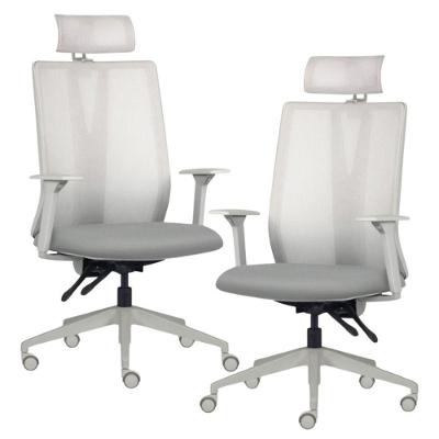 Kit 2 Cadeiras Escritório Giratória Presidente Flow F02 Base Cinza Sintético Cinza - Lyam Decor