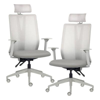 Kit 2 Cadeiras Escritório Giratória Presidente Flow F02 Base Cinza Crepe Cinza - Lyam Decor