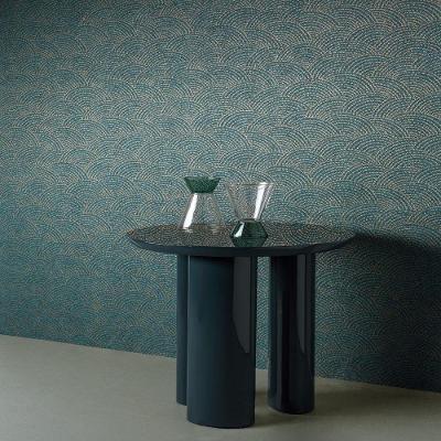 Papel De Parede Belize Geométrico Azul E Dourado Bz3304