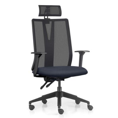 Cadeira Escritório Giratória Presidente Flow F02 Base Preta Sintético Azul - Lyam Decor
