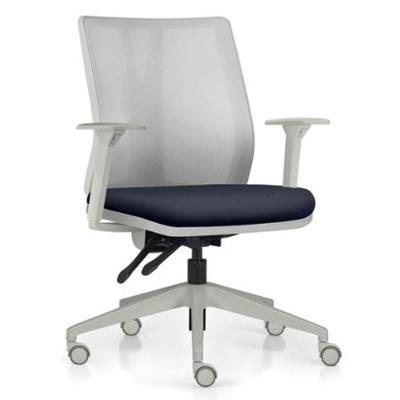 Cadeira De Escritório Giratória Diretor Flow F02 Base Cinza Sintético Azul - Lyam Decor
