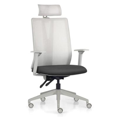 Cadeira Escritório Giratória Presidente Flow F02 Base Cinza Sintético Preto - Lyam Decor
