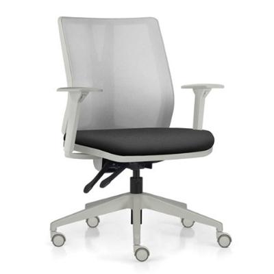 Cadeira De Escritório Giratória Diretor Flow F02 Base Cinza Crepe Preto - Lyam Decor