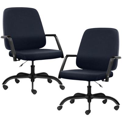 Kit 02 Cadeiras Executiva Diretor Base Giratória Hub F02 Sintético Azul - Lyam Decor