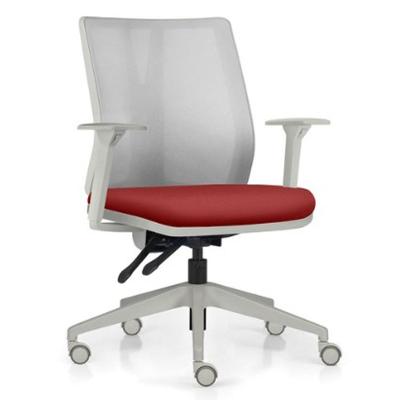 Cadeira De Escritório Giratória Diretor Flow F02 Base Cinza Sintético Vermelho - Lyam Decor