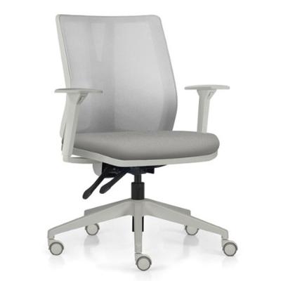 Cadeira De Escritório Giratória Diretor Flow F02 Base Cinza Crepe Cinza - Lyam Decor