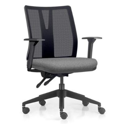 Cadeira De Escritório Giratória Diretor Flow F02 Base Preta Linho Cinza Escuro - Lyam Decor