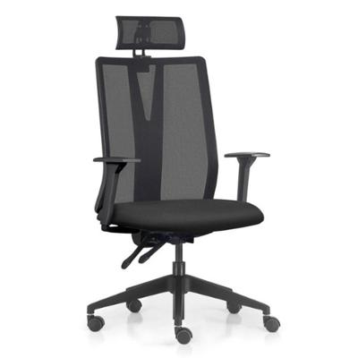 Cadeira Escritório Giratória Presidente Flow F02 Base Preta Crepe Preto - Lyam Decor