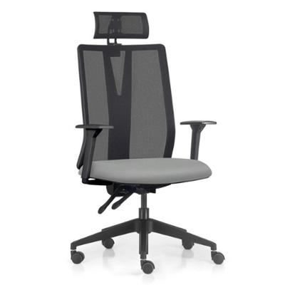 Cadeira Escritório Giratória Presidente Flow F02 Base Preta Sintético Cinza - Lyam Decor