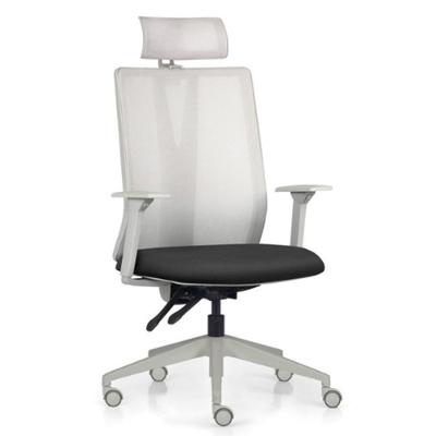 Cadeira Escritório Giratória Presidente Flow F02 Base Cinza Crepe Preto - Lyam Decor