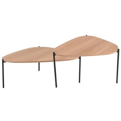 Kit 02 Mesas De Centro Para Sala De Estar Pés Metálicos Adek A03 Hanover Preto - Lyam Decor