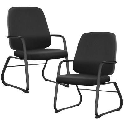 Kit 02 Cadeiras Executiva Diretor Base Fixa Hub F02 Sintético Preto - Lyam Decor