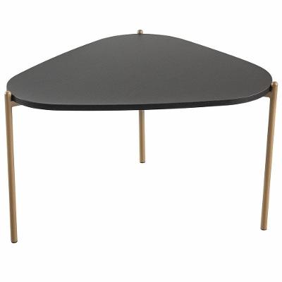 Mesa De Centro Para Sala De Estar Pés Metálicos Alta Adek A03 Nero Dourado - Lyam Decor