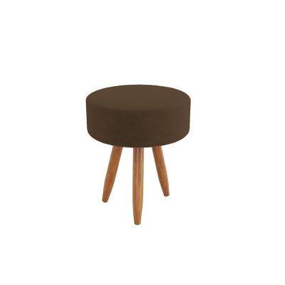 Puff Decorativo Redondo Sofisticado Sala De Estar Moderno Marrom