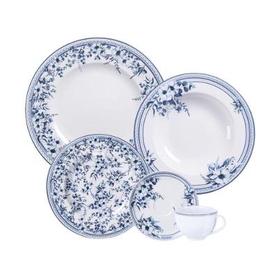 Aparelho De Jantar Tramontina Azzura Em Porcelana Decorada 30 Peças