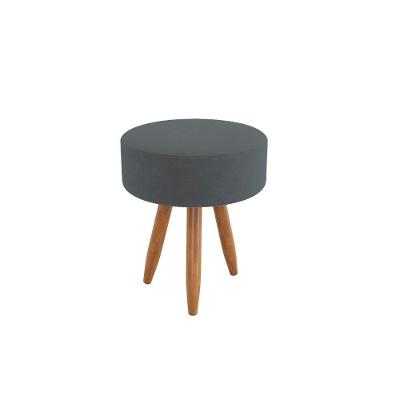 Puff Redondo Estilo E Elegância Sala Escritório Cozinha Cinza