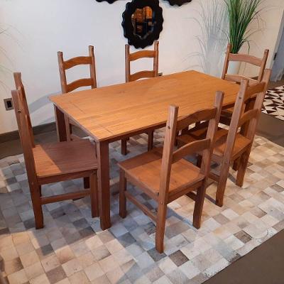 Conjunto Sala De Jantar Mesa 150x80 Cm 6 Cadeiras Madeira Marin Brasil