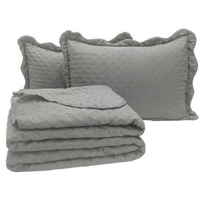 Kit Cobre Leito Colcha Casa Scarpa Perone King Dupla Face Toque De Pluma Micro Percal 300 Fios 3 Peças Cinza