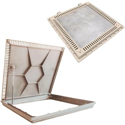 Tampa De Piscina Para Casa De Maquina Com Grelha Invisível 80x80cm Bege Escuro