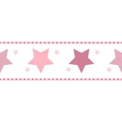Faixa De Parede Treboli Estrelas Rosas 5942