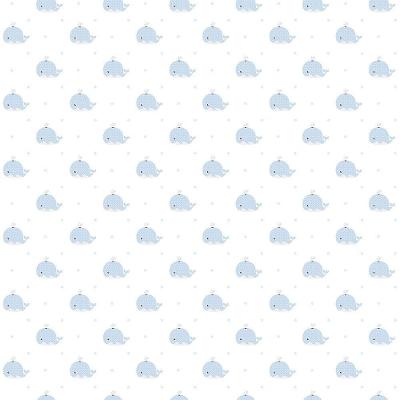 Papel De Parede Lullaby Baleia Azul 2231 - Rolo 10m X 0,53m