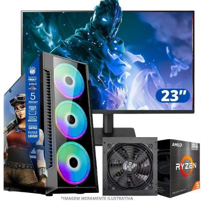 Pc Gamer Amd Ryzen 5 5600gt, 16gb Ram, Radeon Vega 7, Ssd 480gb, Fonte 550w Monitor 23" Led 75hz
