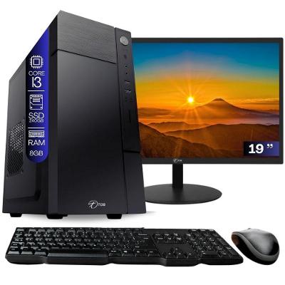Computador Tob Intel Core I3 Ssd 240gb Memória 8gb Windows 10 Pro Trial  Teclado E Mouse Monitor 19"