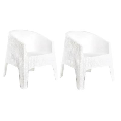 Conjunto 2 Poltronas Rattan Ibiza + Mesa Capri Branca