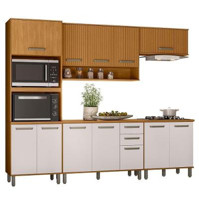 Cozinha 6 Peças Balcão Tampo 270 Cm Cria Freijo Ripado Off White Pln Freijo Ripado Off White