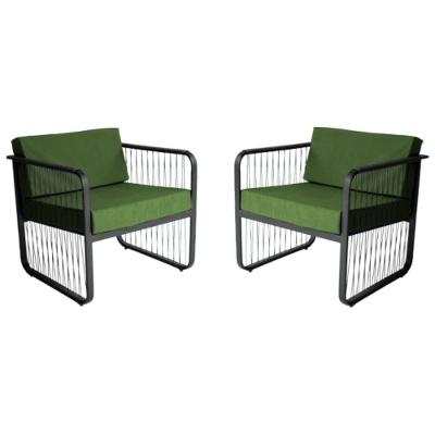 Conjunto 2 Poltronas área Externa Fibra Sintética Santiago Preto-verde