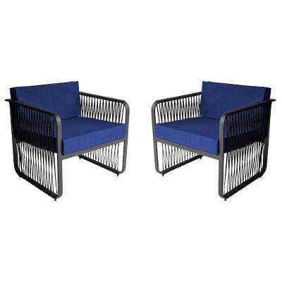 Conjunto 2 Poltronas área Externa Corda Náutica Santiago Preto-azul