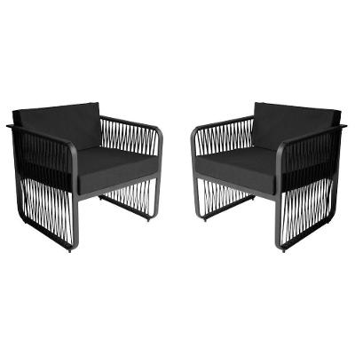 Conjunto 2 Poltronas área Externa Corda Náutica Santiago Preto-preto