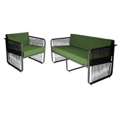 Conjunto Poltrona E Namoradeira Corda Náutica Santiago Preto-verde