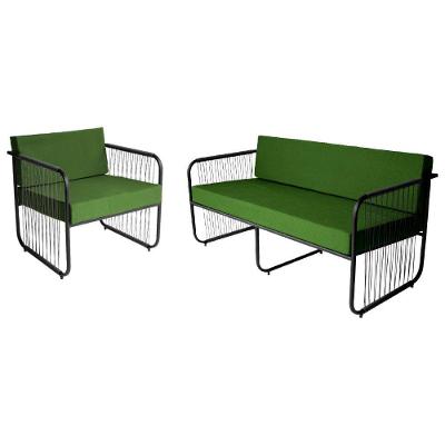 Conjunto 1 Poltronas E Namoradeira Fibra Sintética Córdova Preto-verde