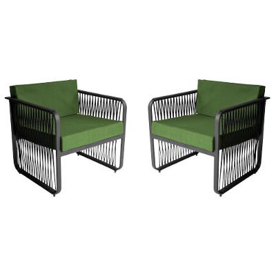 Conjunto 2 Poltronas área Externa Corda Náutica Santiago Preto-verde
