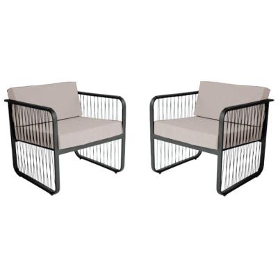 Conjunto 2 Poltronas área Externa Fibra Sintética Santiago Preto-branco