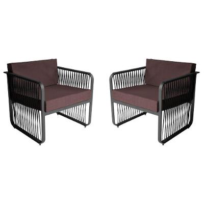 Conjunto 2 Poltronas área Externa Corda Náutica Santiago Preto-marrom