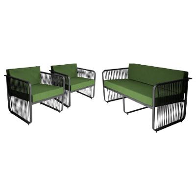 Conjunto 2 Poltronas E Namoradeira Corda Náutica Santiago Preto-verde
