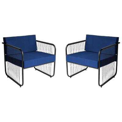 Conjunto 2 Poltronas área Externa Fibra Sintética Córdova Preto-azul